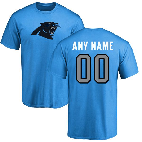 Men Carolina Panthers NFL Pro Line Blue Custom Name and Number Logo T-Shirt->nfl t-shirts->Sports Accessory